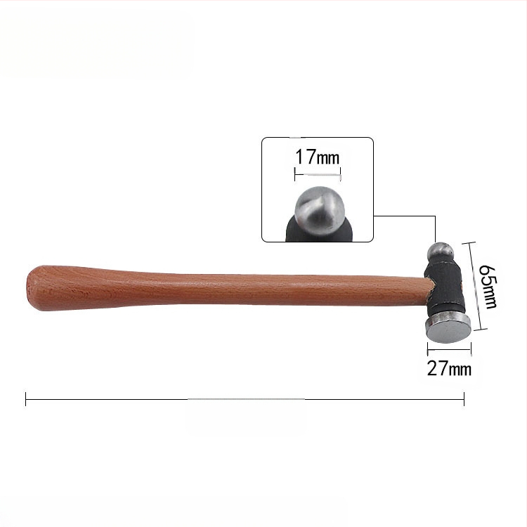 Σφυρί με ξύλινο κοντάκι, στρογγυλή κεφαλή, σιδερένια επίπεδη κεφαλή, χειροποίητο εργαλείο μεταλλουργίας κοσμημάτων