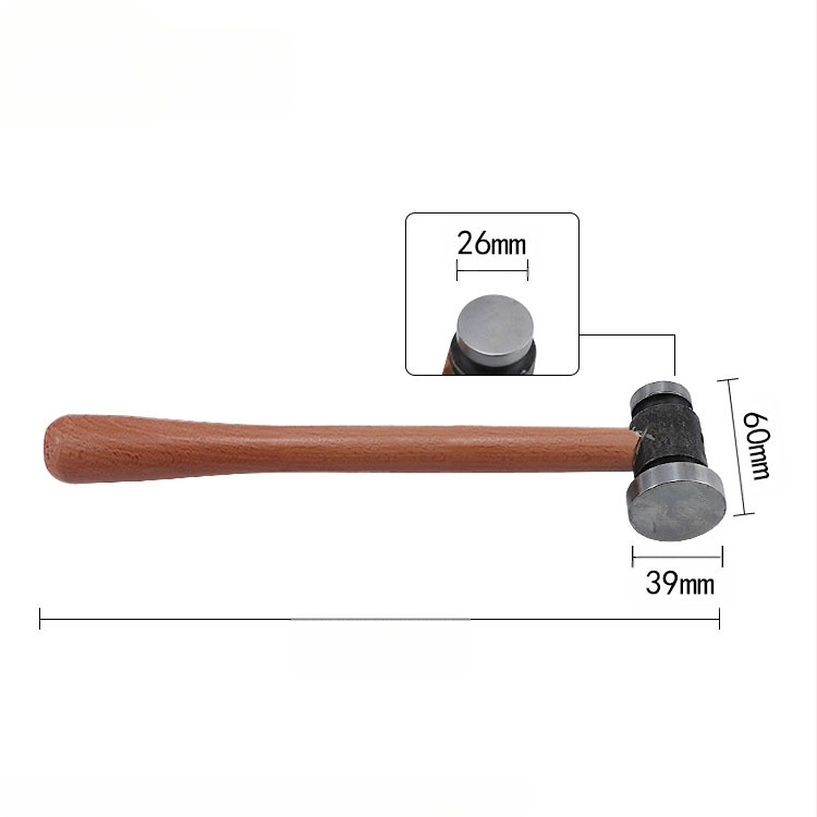 Σφυρί με ξύλινο κοντάκι, στρογγυλή κεφαλή, σιδερένια επίπεδη κεφαλή, χειροποίητο εργαλείο μεταλλουργίας κοσμημάτων