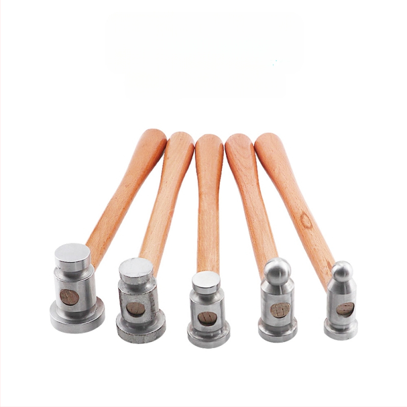 Σφυρί με ξύλινο κοντάκι, στρογγυλή κεφαλή, σιδερένια επίπεδη κεφαλή, χειροποίητο εργαλείο μεταλλουργίας κοσμημάτων