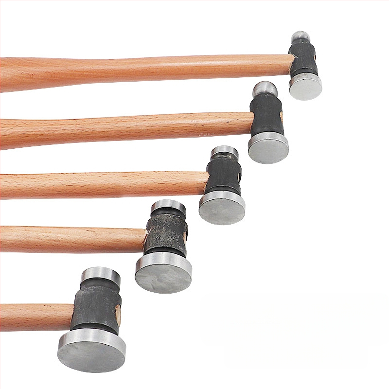 Σφυρί με ξύλινο κοντάκι, στρογγυλή κεφαλή, σιδερένια επίπεδη κεφαλή, χειροποίητο εργαλείο μεταλλουργίας κοσμημάτων