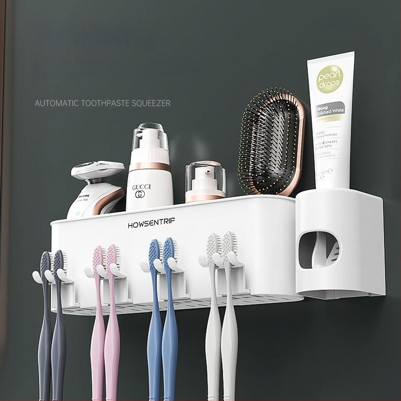 Be gręžimo sieninis dantų šepetėlių laikiklis su burnos skalavimo puodeliu ir dantų šepetėlių puodeliu – vonios saugojimas poroms