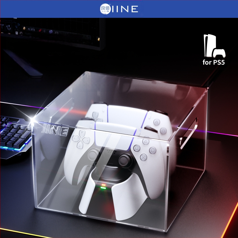 PS5 kontroles putekļu aizsardzības kārbiņa – caurspīdīgs akrila korpuss PS5 kontrolierim (Modeļa numurs L1172, Svars 367 g, Materiāls: akrils)