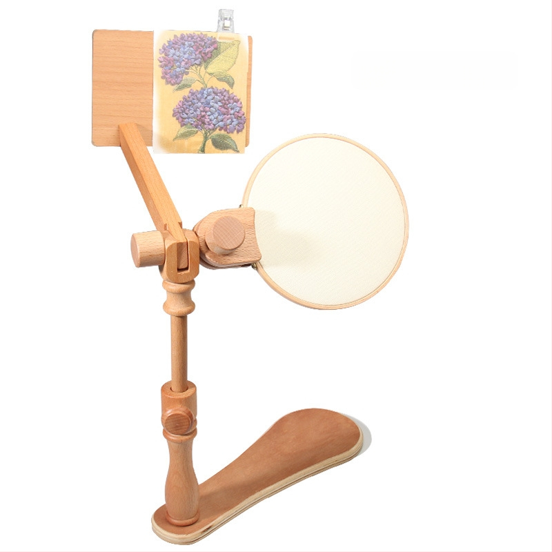 Állítható keresztszemes hímzőállvány – asztali/függőleges, forgó hímzőkeret, fa/bambusz, egyszerű modern stílus