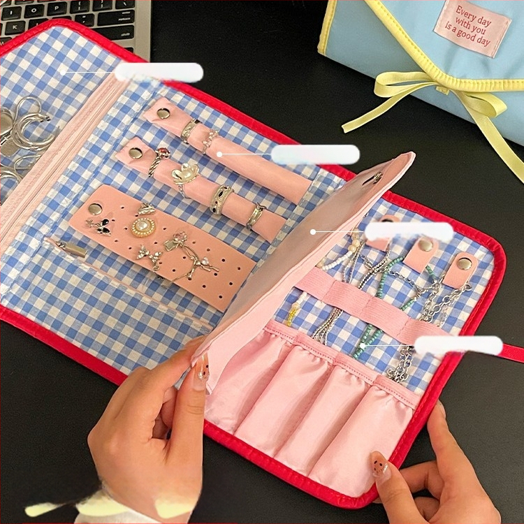 Nešiojama juvelyrinių dirbinių saugojimo rankinė - rankinės stiliaus, sulankstoma, poliesteris, šiuolaikinis minimalistinis dizainas