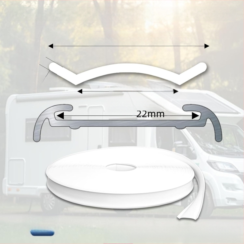 RV ъглов кант за каравана с PVC уплътнителна лента и алуминиев профил за преход – звукоизолация, 10-0116