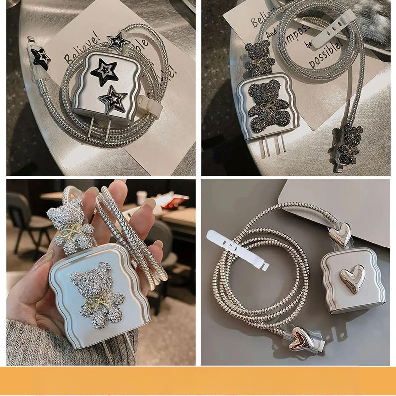 Deimantinis lipdukas kabelio apsaugai iPhone 16/15/14, TPU, Modelis 012