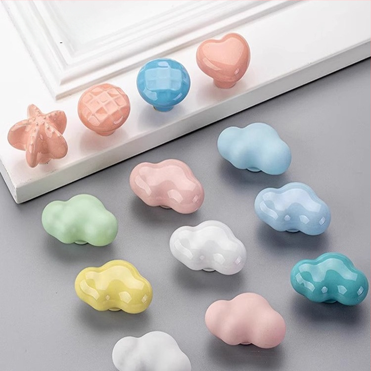 Χειρολαβή πόρτας ντουλάπας με καρτούν μοτίβα: αστερία, σύννεφο και σαλιγκάρι; κράμα ψευδάργύρου, οξειδωμένη επικάλυψη, μονή οπή, για συρτάρια και ντουλάπες