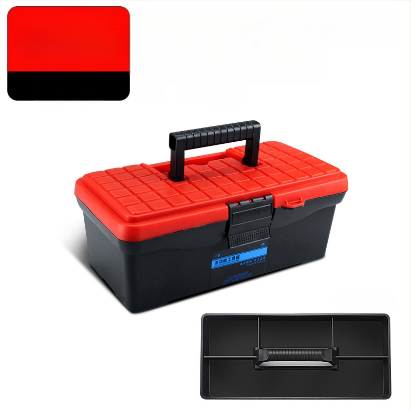 HB műanyag szerszámdoboz, vastagított típus, hordozható kézi tároló háztartási és autókarbantartási célra, többfunkciós alkatrész-doboz