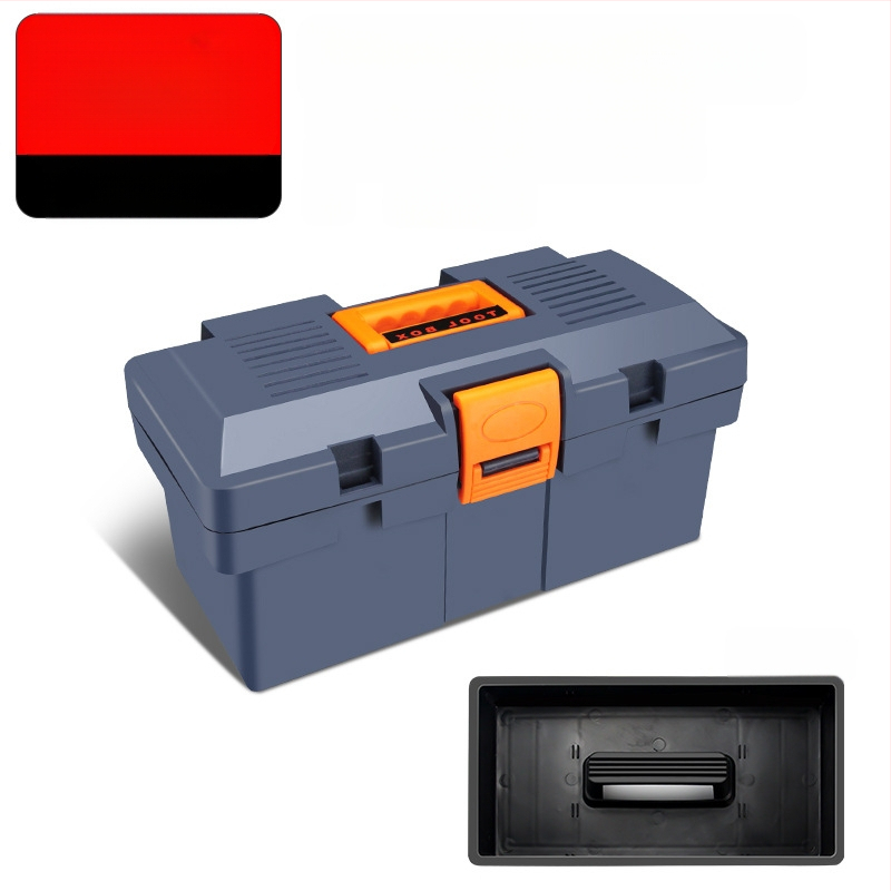 HB műanyag szerszámdoboz, vastagított típus, hordozható kézi tároló háztartási és autókarbantartási célra, többfunkciós alkatrész-doboz