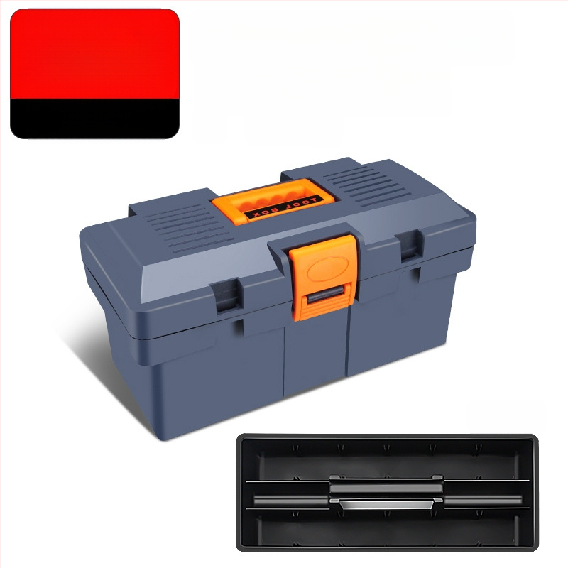 HB műanyag szerszámdoboz, vastagított típus, hordozható kézi tároló háztartási és autókarbantartási célra, többfunkciós alkatrész-doboz