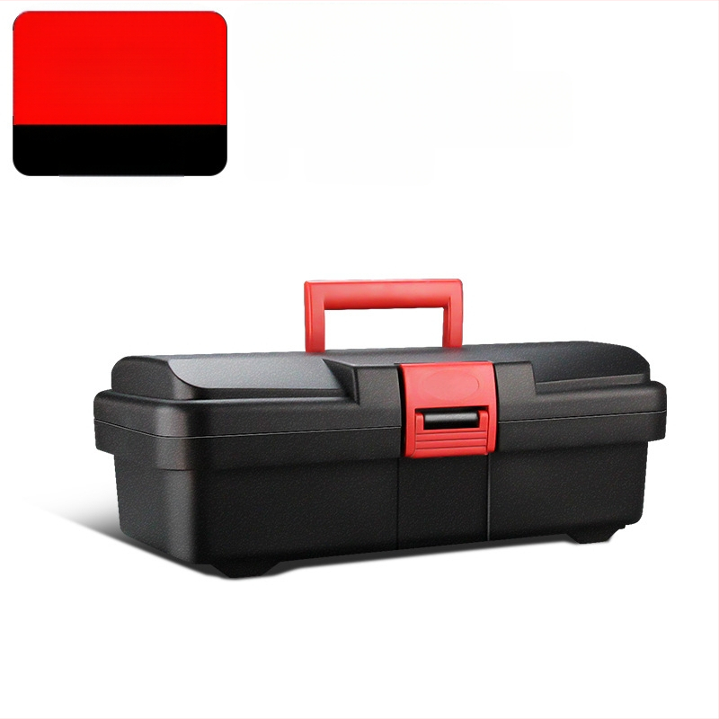 HB műanyag szerszámdoboz, vastagított típus, hordozható kézi tároló háztartási és autókarbantartási célra, többfunkciós alkatrész-doboz