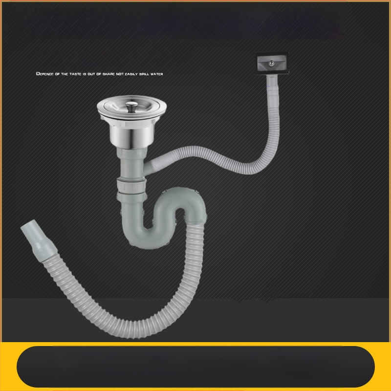 Σετ αποχέτευσης νεροχύτη κουζίνας – διπλή σωληνοδομή αποχέτευσης, μοντέλο JL0098, σχεδίαση με διπλό κεφάλι, τύπος έλξης, μοντέρνο μινιμαλιστικό στυλ