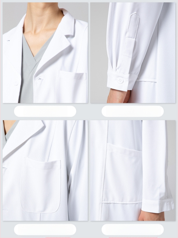 Ανδρικός ιατρικός ρόμπα, μακριά μανίκια, λειτουργία κατά των ρυτίδων, ύφασμα από βαμβακό-μίγμα, επένδυση πολυεστέρα, ιατρικά εργασιακά ρούχα