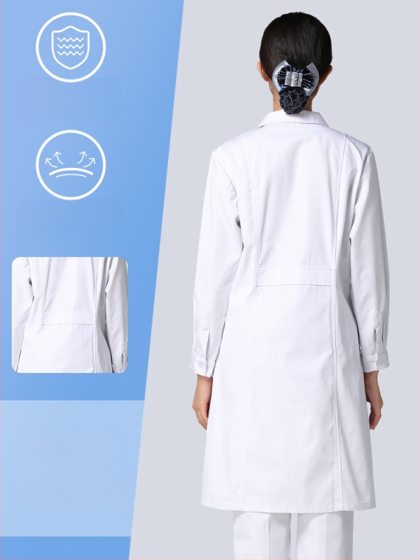 Ανδρικός ιατρικός ρόμπα, μακριά μανίκια, λειτουργία κατά των ρυτίδων, ύφασμα από βαμβακό-μίγμα, επένδυση πολυεστέρα, ιατρικά εργασιακά ρούχα