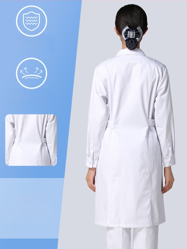 Ανδρικός ιατρικός ρόμπα, μακριά μανίκια, λειτουργία κατά των ρυτίδων, ύφασμα από βαμβακό-μίγμα, επένδυση πολυεστέρα, ιατρικά εργασιακά ρούχα