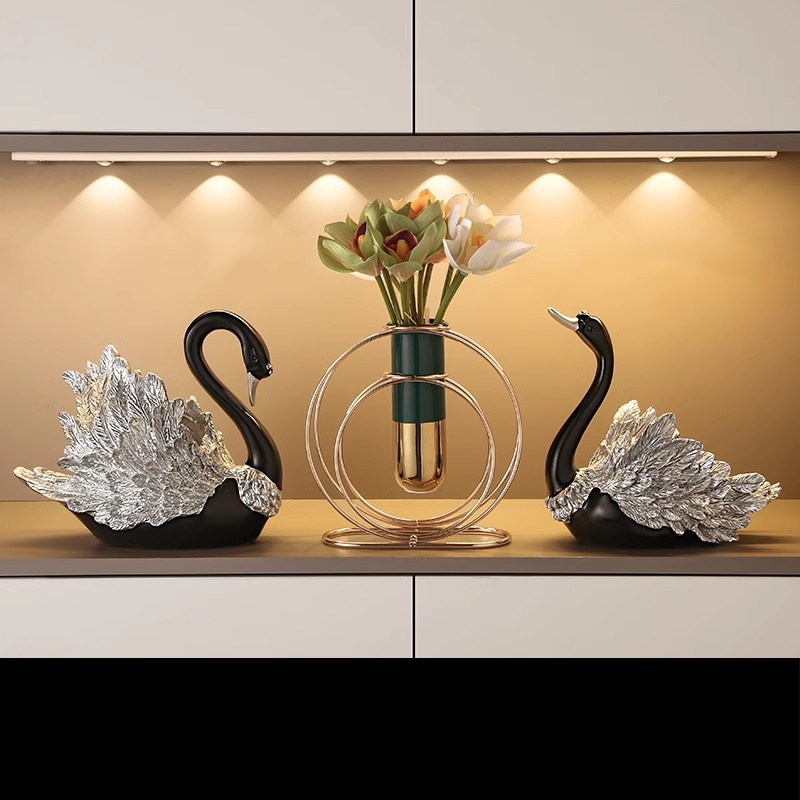 Suport de vin în formă de lebădă — rășină, stil lux