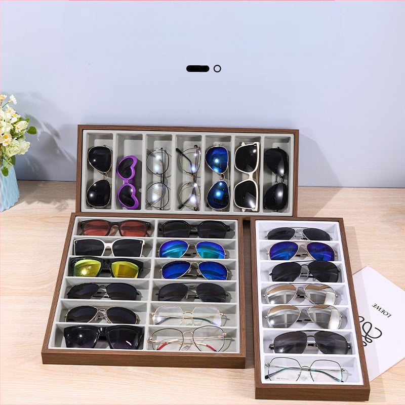 Sincere Поставка за очила, 18-слотова настолна витрина, плотностна дъска, 1 слой, комплект от 12 броя