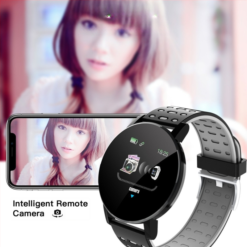 Brățară inteligentă cu monitorizarea ritmului cardiac, tensiunea arterială, somnul, oxigenul din sânge și numărarea pașilor — curea din silicon, cadran rotund