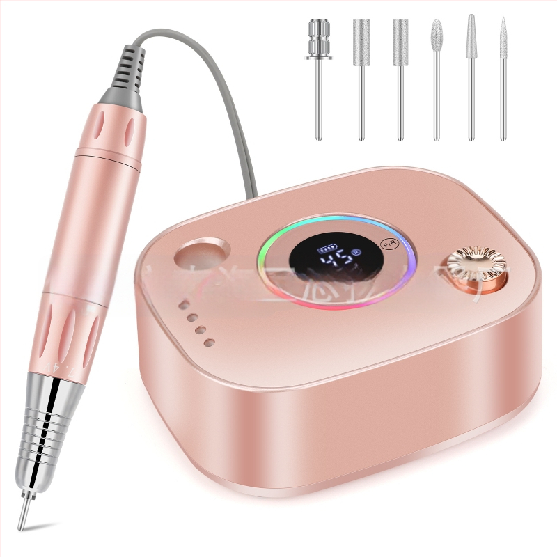 Επιτραπέζιο τριβείο νυχιών για μανικιούρ, 45000 rpm, συμπαγές σχέδιο, πολύχρωμα LED φώτα, συμβατό με ιδιωτικές μάρκες