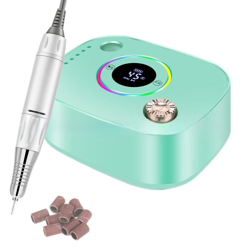 Επιτραπέζιο τριβείο νυχιών για μανικιούρ, 45000 rpm, συμπαγές σχέδιο, πολύχρωμα LED φώτα, συμβατό με ιδιωτικές μάρκες