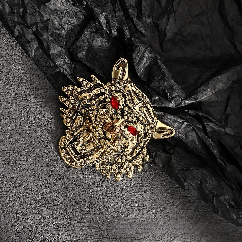 Tigro galvos broša - cinko lydinys, elektroplakavimas, unisex dekoravimas