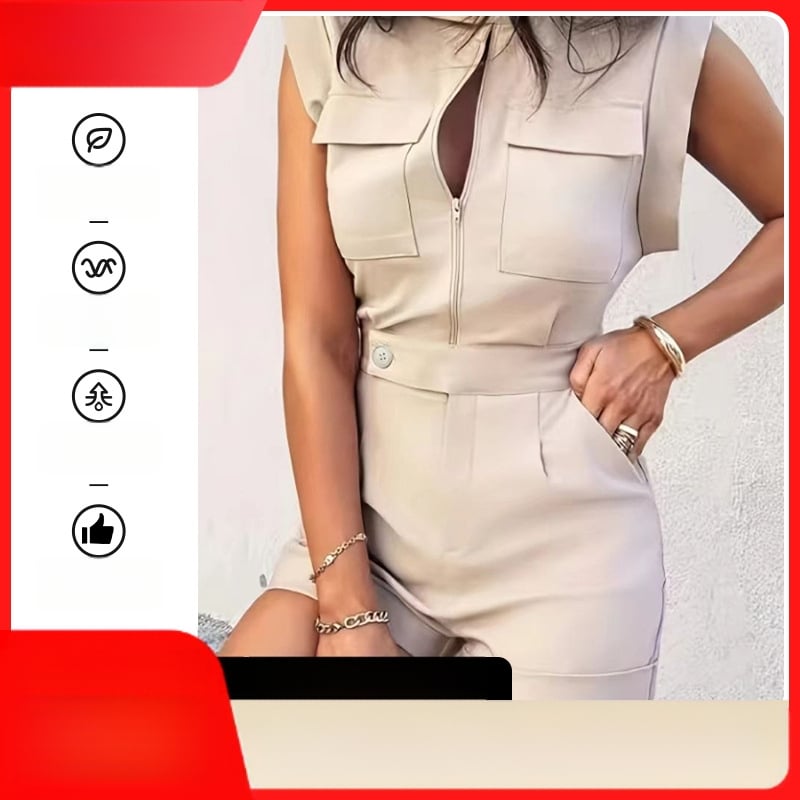 Pamut-poliészter rövid overál, ujjatlan, elasztikus derékvonal, hosszú nadrág, friss édes stílus