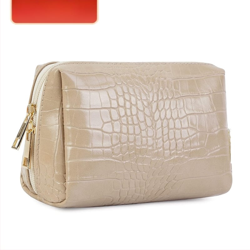 PU odos makiažo krepšys su krokodilo raštu, atsparus vandeniui, poliesterio įdaila, unisex