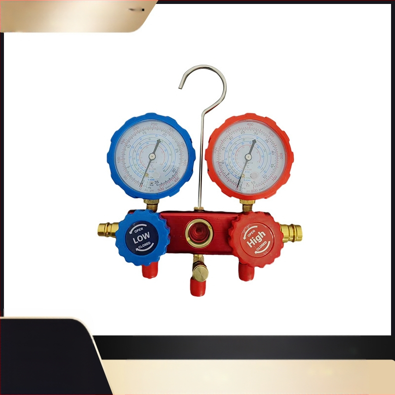 Tikslus slėgio matuoklis automobilių klimato sistemai su dvigubu manometru