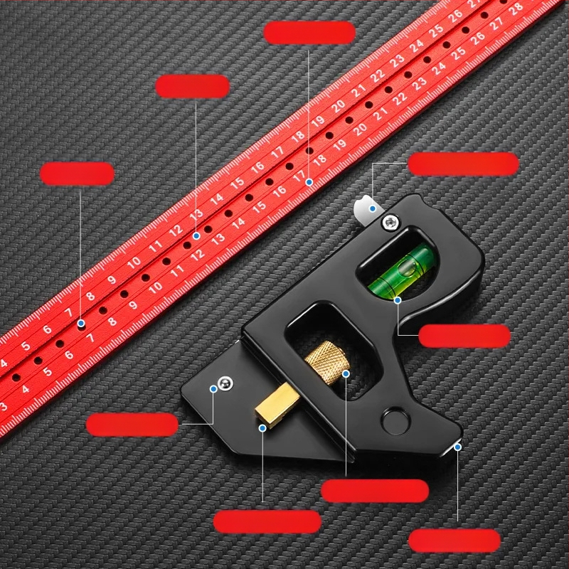 Συνδυασμένος τετράγωνος χάρακας για ξυλουργική – μετακινούμενος γωνιακός χάρακας, βάρος 600 g