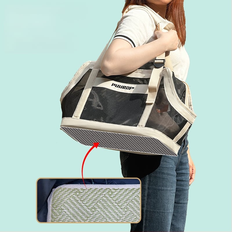 Ādas kaķu soma, vasaras elpojošs dizains, 25 L kapacitāte; nēsājama uz pleca vai krusteniskā stilā, stilīga un praktiska