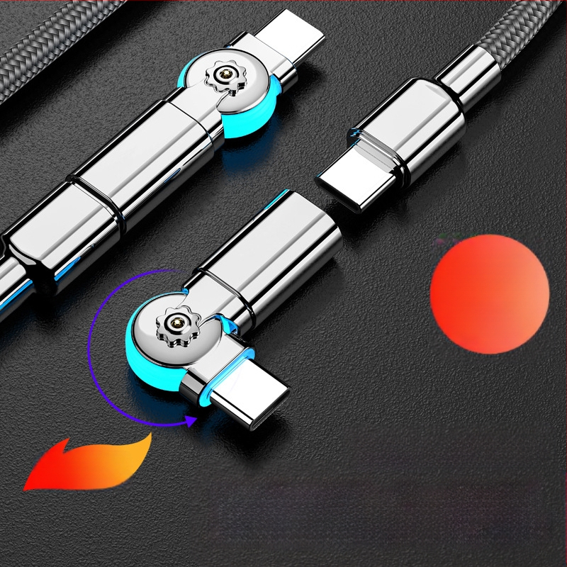 Καλώδιο Type-C ευθύγραμμο με περιστρεφόμενο γωνιακό προσαρμογέα, μήκος έως 0,5 μ, 100 W, κράμα αλουμινίου, ένα άκρο, γρήγορη φόρτιση