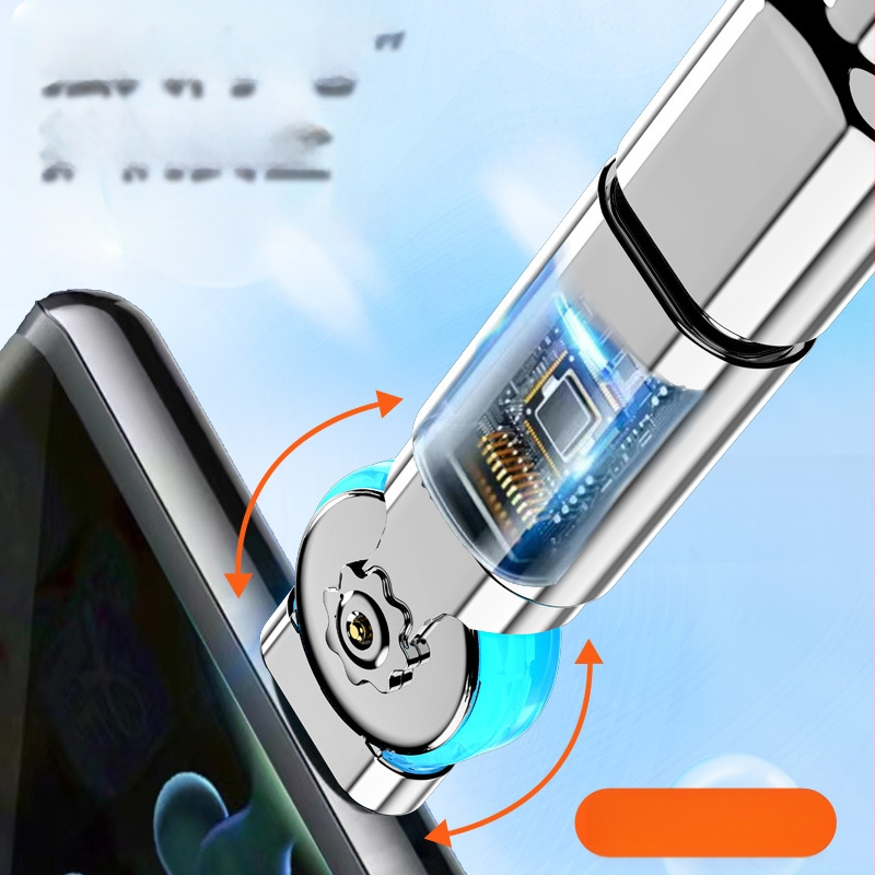 Καλώδιο Type-C ευθύγραμμο με περιστρεφόμενο γωνιακό προσαρμογέα, μήκος έως 0,5 μ, 100 W, κράμα αλουμινίου, ένα άκρο, γρήγορη φόρτιση