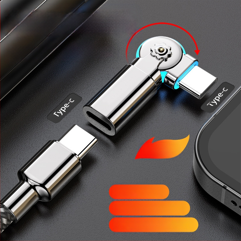 Καλώδιο Type-C ευθύγραμμο με περιστρεφόμενο γωνιακό προσαρμογέα, μήκος έως 0,5 μ, 100 W, κράμα αλουμινίου, ένα άκρο, γρήγορη φόρτιση