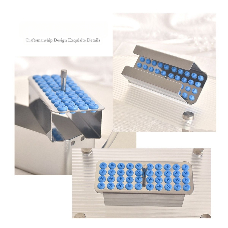 Aliuminio lydinio 40 skylių šlifavimo galvų saugojimo ir dezinfekcijos dėžutė nagų poliravimo įrankiams