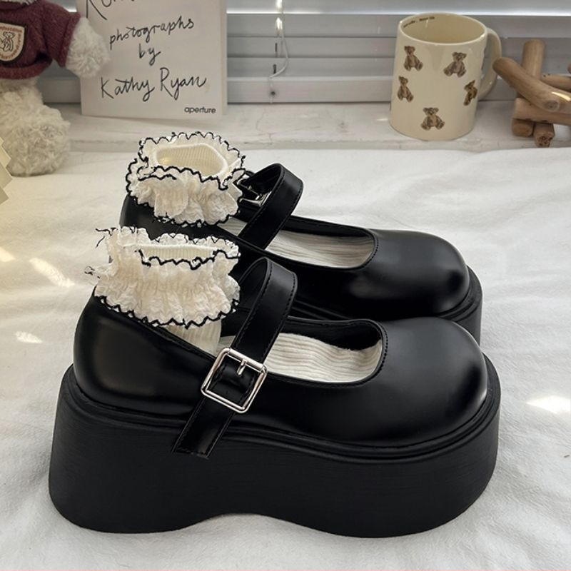 Sieviešu Mary Jane kurpes ar platformu; PU augšējā daļa; zemais papēdis 1–3 cm; apaļš purns; gumijas zole