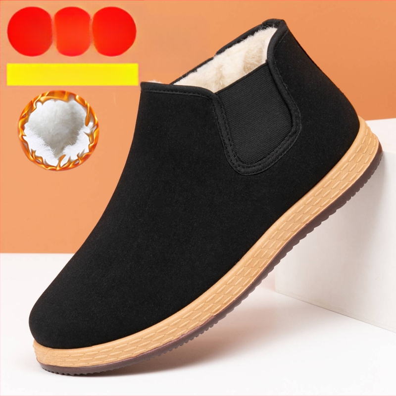 Vyrinės medvilninės šlepetės slip-on, storas gumos padas, šilta