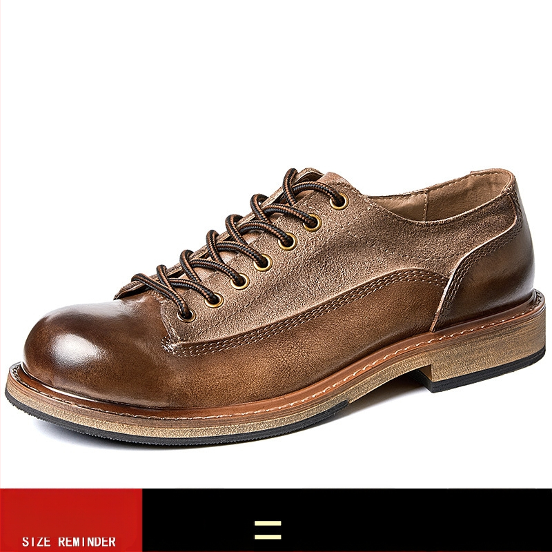 Vyriniai odiniai batai, vintage stilius, kasdieniai odiniai batai su guma padu, priekyje raišteliai