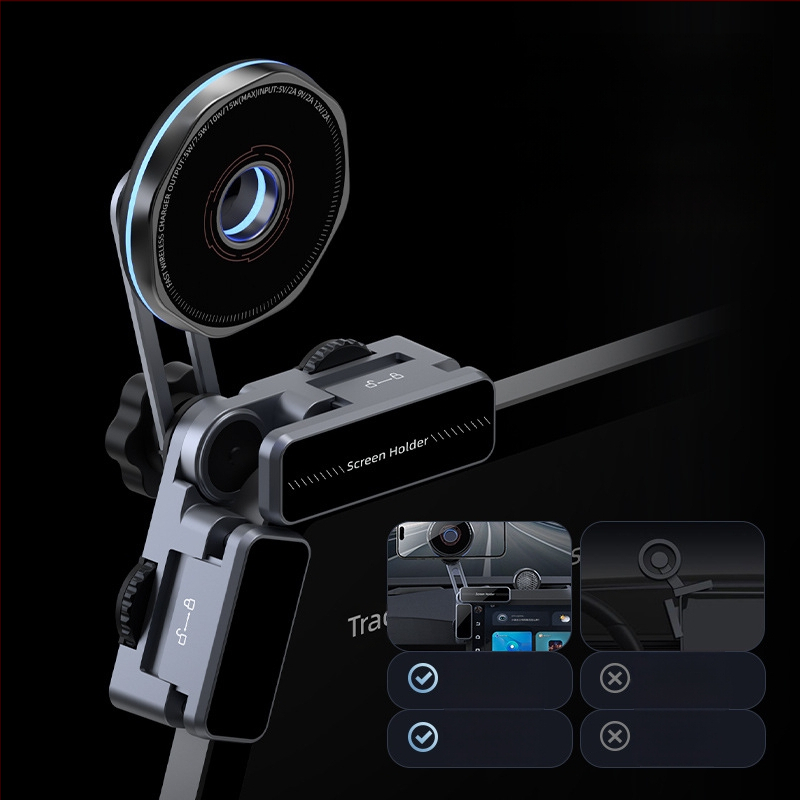 Suport magnetic universal pentru telefon Tesla, încărcare wireless 15W, bază de montaj pentru ecranul din mașină