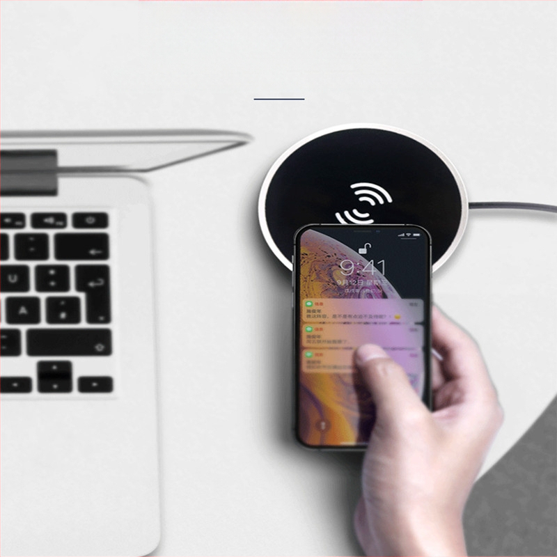 Ugrađeni stolni bežični punjač, 10W brzo punjenje, USB sučelje, ulaz 1,5A, FCC/CE/ROHS certificirano