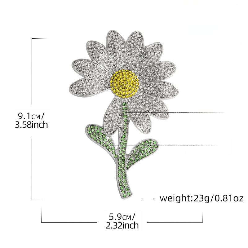 Daisy segė su deimantų įstatymais, cinko lydinys, Yini ženklas, unisex mados aksesuaras