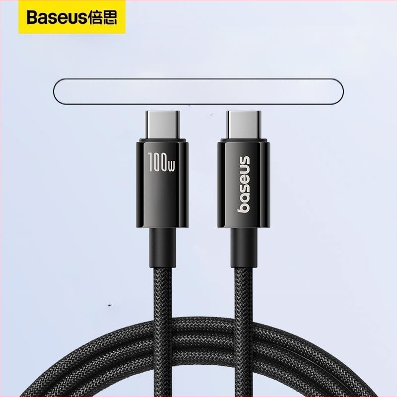 Baseus καλώδιο δεδομένων USB-C προς USB-C για γρήγορη φόρτιση, μήκος 1,5 m, 100 W, κράμα ψευδαργύρου
