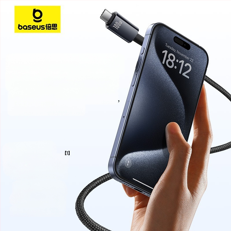 Baseus καλώδιο δεδομένων USB-C προς USB-C για γρήγορη φόρτιση, μήκος 1,5 m, 100 W, κράμα ψευδαργύρου