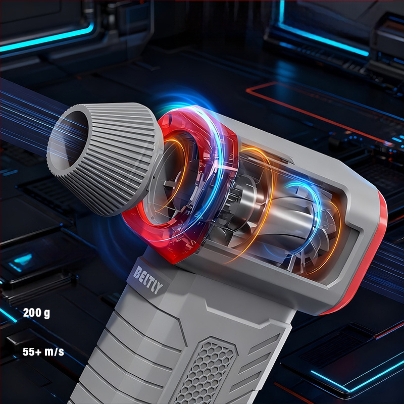 Rankinis vortų pūtimo įrenginys dulkoms – FB08G1, 7.4V, 75W, 5500Pa, 10 greičių