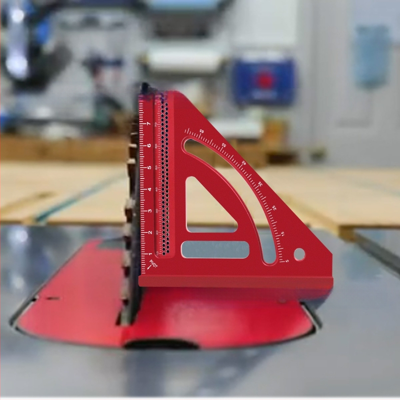Ενσωματωμένος τριγωνικός χάρακας για ξυλουργική — χάραξη μέτρων και γωνίας τετράγωνου, κράμα αλουμινίου