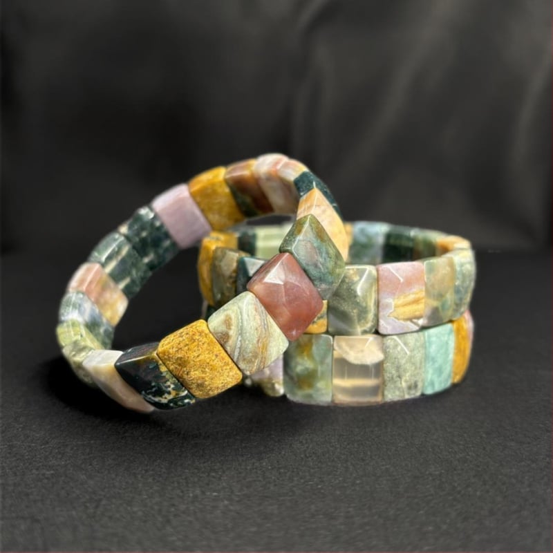 Βραχιόλι από φυσικό αχάτη σκιάς – Unisex, ελαφρύς πολυτελής, ρόμβος κοπή, λεία επιφάνεια