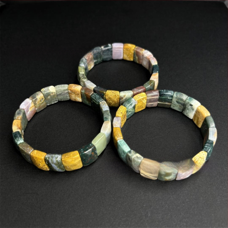 Βραχιόλι από φυσικό αχάτη σκιάς – Unisex, ελαφρύς πολυτελής, ρόμβος κοπή, λεία επιφάνεια