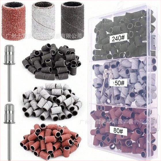 Set benzi de șlefuire pentru unghii, 50 buc., granulație 80/120/180, pentru freza de unghii