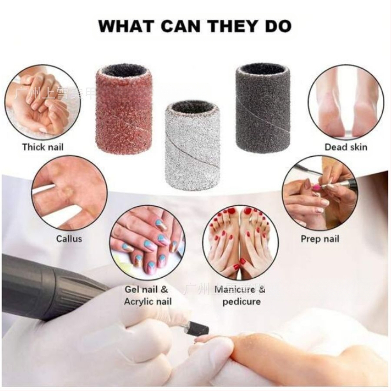 Set benzi de șlefuire pentru unghii, 50 buc., granulație 80/120/180, pentru freza de unghii