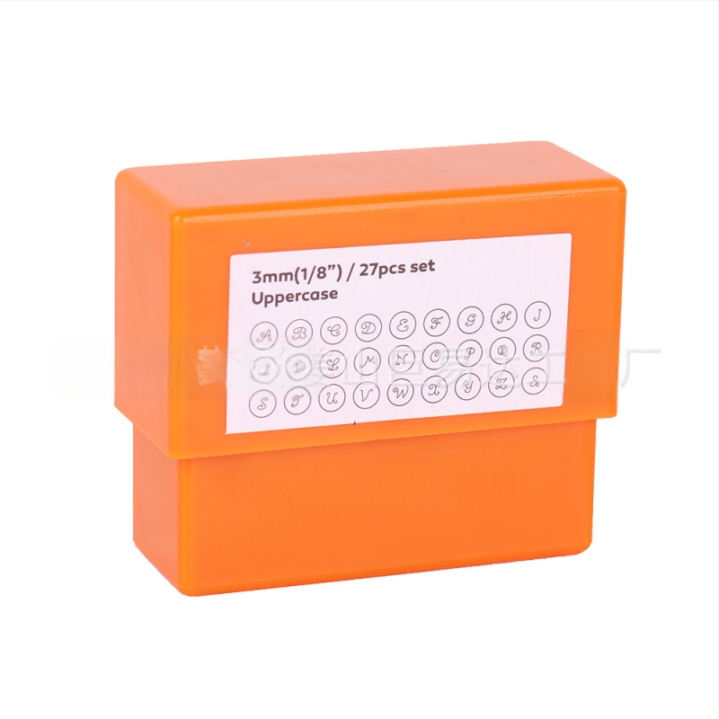 Σετ σφραγίδων από ατσάλι για δέρμα: αριθμοί και αγγλικά γράμματα, ύψος χαρακτήρα 3 mm, ατσάλι 40Cr