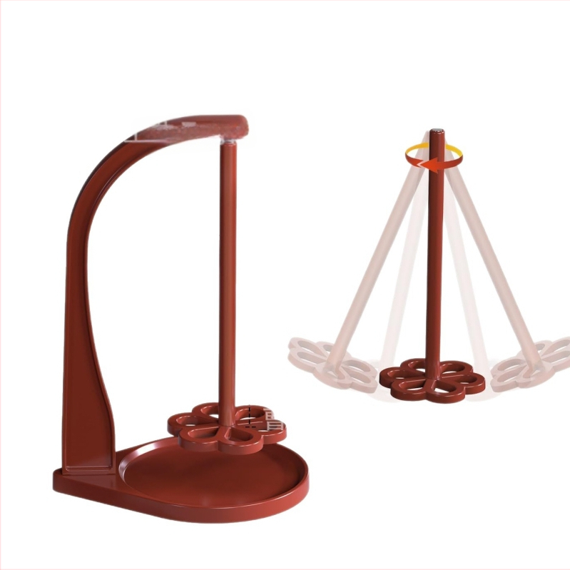 Medinis verpimo laikiklis su nuimama gėlių formos pagrindu — 3 sluoksniai, stalinis laikiklis mezgimui ir audimui